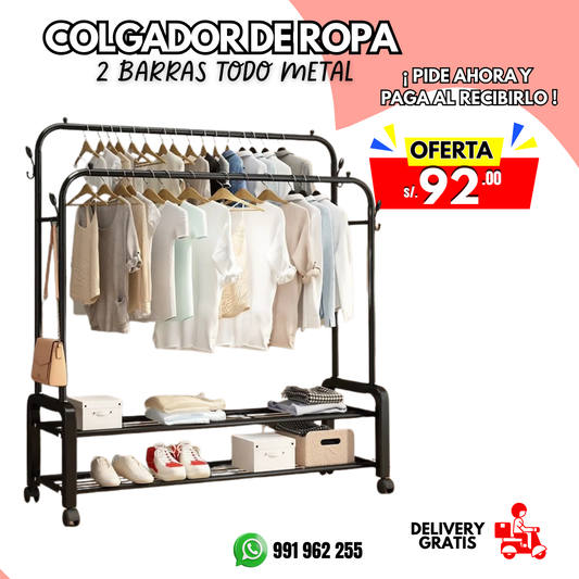 COLGADOR DE ROPA METAL CON PERNO 2B-2N