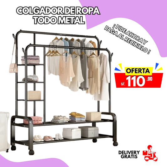 COLGADOR DE ROPA TODO METAL CON PERNO 2B-2N