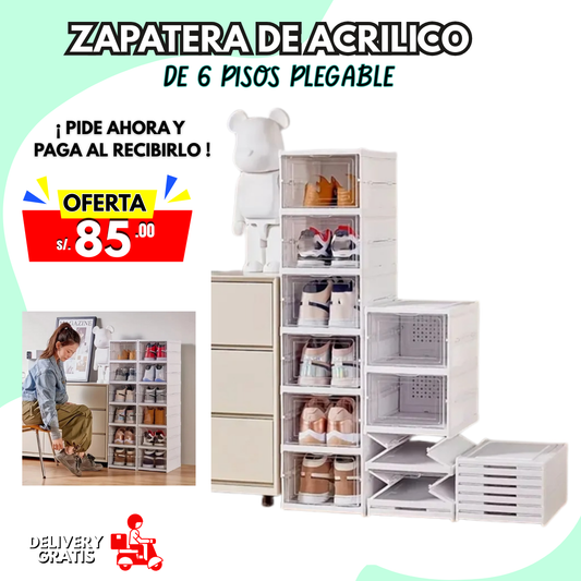 ZAPATERA DE ACRÍLICO 6 PISOS